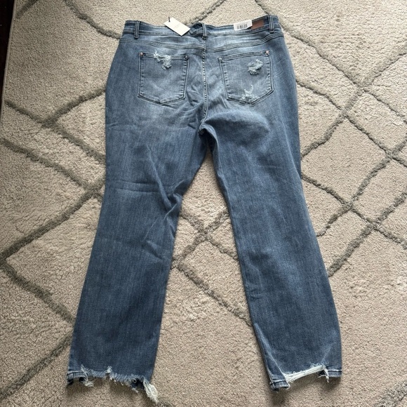 Judy Blue jeans Destroy Get Something Straight Mid Rise raw hem 24W new - Picture 11 of 14